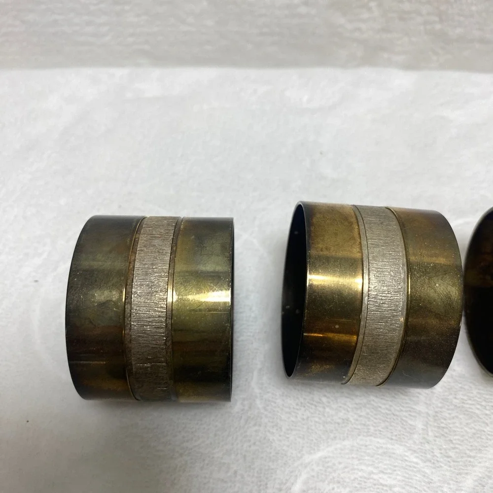 Set of 8 Vintage Brass Napkin Rings with Textured Band‎ Dining Table Decor